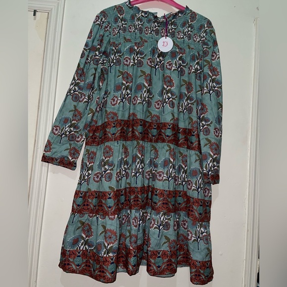 Victoria Dunn Peony Smocked Yoke Dress In Burnt Sienna Floral - Picture 12 of 13